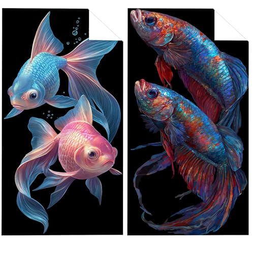 Strandtuch Koi Mikrofaser Handtuch 100x200cm, Groß Saunahandtuch Schwarz Sandfreie Stranddecke, Schnell Trocknendes, Saugfahiges Strandmatte, Sporthandtuch für Reise Urlaub Schwimmen Camping VQ-231 von Whoonng