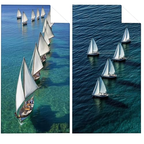 Strandtuch Meer Mikrofaser Handtuch 70x140cm, Groß Saunahandtuch Segelboot Sandfreie Stranddecke, Schnell Trocknendes, Saugfahiges Strandmatte, Sporthandtuch für Reise Urlaub Schwimmen Camping VQ-187 Strandtuch Meer Mikrofaser Handtuch 70x140cm, Groß Saunahandtuch Segelboot Sandfreie Stranddecke, Schnell Trocknendes, Saugfahiges Strandmatte, Sporthandtuch für Reise Urlaub Schwimmen Camping VQ-187 von Whoonng