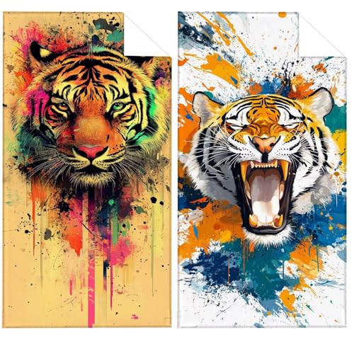 Tiger Mikrofaser Handtuch Tier Strandtuch XXL 220x100cm, Saugfahig und Schnelltrocknendes Microfaser Handtücher, Yoga Handtuch Rutschfest, Strandmatte fur Badezimmer, Strand, Reise, Schwimmen VQ-228 von Whoonng