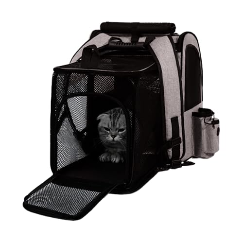 Erweiterbarer Katzenrucksack, Katzen-Reiserucksack, atmungsaktiv, faltbar, für Outdoor, Reisen, Motorrad, Camping, Wandern von Whrcy