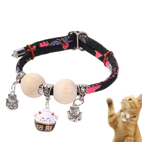 Katzenhalsband für kleine Katzen, Glöckchen, Zedernperlen, für kleine, mittelgroße und große Tiere, Halsdekoration, den ganzen Tag für Wohnzimmer, Hof, Spaziergang, Training, Urlaub, Fotografie von Whrcy