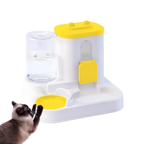 Wasser- und Futterspender für Katzen, 2-in-1, hohe Kapazität, auslaufsicher, automatischer Futter- und Wasserspender für Wohnzimmer, Urlaub, Welpen, Kaninchen, Hunde, Katzen, Kätzchen, drinnen und von Whrcy