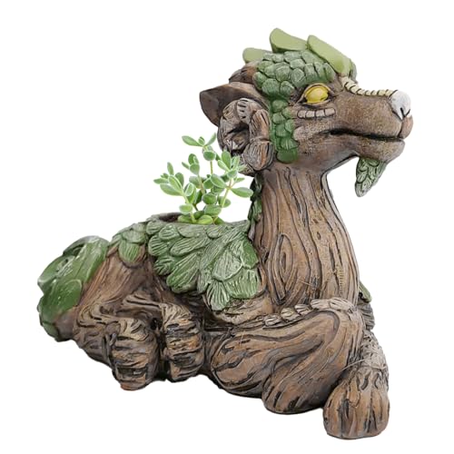 Whrcy Drachen-Statue, Dekoration der Drachenstatue – Gartendekoration mit chinesischen Drachenfiguren | handgefertigte Outdoor-Statuen aus Harz, kreativer Sukkulenten-Blumenkasten für von Whrcy