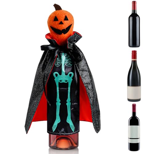 Whrcy Halloween Weinflasche Abdeckung, Sektflasche Abdeckung, Halloween Flaschenbehälter Deko Zubehör für Tischation Sammler Fans Veranstaltung Party Feierliche Anlässe von Whrcy