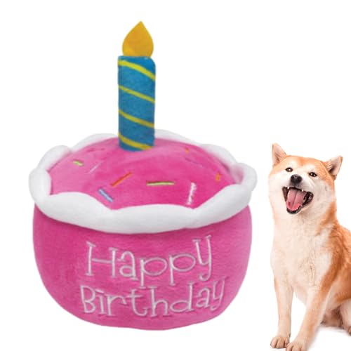 Whrcy Kauspielzeug zum Geburtstag für Hunde, Spielzeug für Geburtstagskuchen für Hunde, niedliches Spielzeug für Hut, Geschenk aus Plüsch, Welpenkuchen, Geschenke von Whrcy