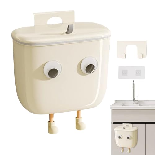 Whrcy Wandmontierter Mülleimer | Badezimmer Mülleimer Mit Deckel | Abfallkorb Mit Augen Und Beinen Deko | Unter Waschbecken Küche Schlafzimmer von Whrcy
