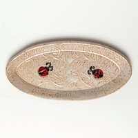 Handgemachte Weiße Ovale Keramik-Schale Mit Marienkäfer/Schmucktablett von WhtSquirrelClayworks