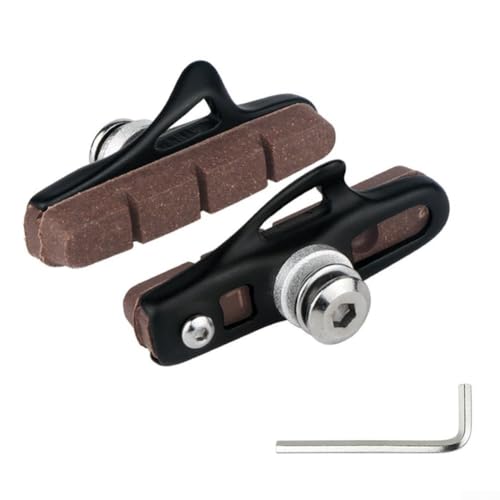 1 Paar C-Bremsbeläge für Rennrad-Felgen, Aluminiumlegierung und Gummi-Konstruktion, 55 mm Länge (schwarz) von Whychstore