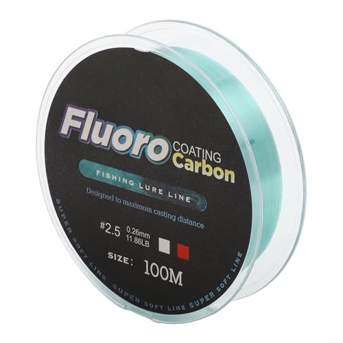 100 m Fluorkohlenstoff-Angelschnur mit Kohlefaser-Vorfach, entworfen, um unter Wasser fast unsichtbar zu sein und hohe Abriebfestigkeit zu bieten (2,5–0,26 mm – 5,4 kg grün) von Whychstore