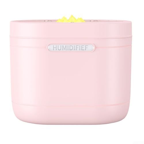 1200 ml Kühlnebel-Luftbefeuchter, tragbarer Luftbefeuchter mit dreifacher Sprühdüse, LED-Farbwechsel, für Schlafzimmer, Büro, Zuhause (Rosa) von Whychstore