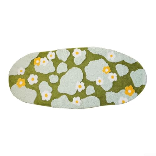 3D-Badematte aus grünem Moos, saugfähig, dicker Moosteppich, mit weicher Plüsch-Mikrofaser und rutschfester Unterseite, für Badezimmerböden zu Hause (50 cm x 100 cm) von Whychstore