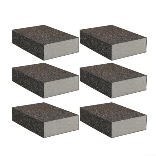 6 Stück wiederverwendbare Schleifschwamm-Block-Set Körnung 120/150/180/240/400/600/1000 für Holz, Metall, Kunststoff und Trockenbau (Körnung 120) von Whychstore