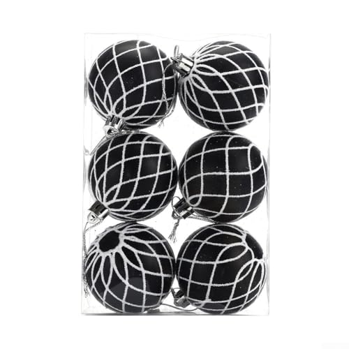 6 glitzernde Weihnachtskugel-Ornamente, perfekt für die Dekoration Ihres Baumes und für eine fröhliche Urlaubsatmosphäre zu Hause (CJ192) von Whychstore