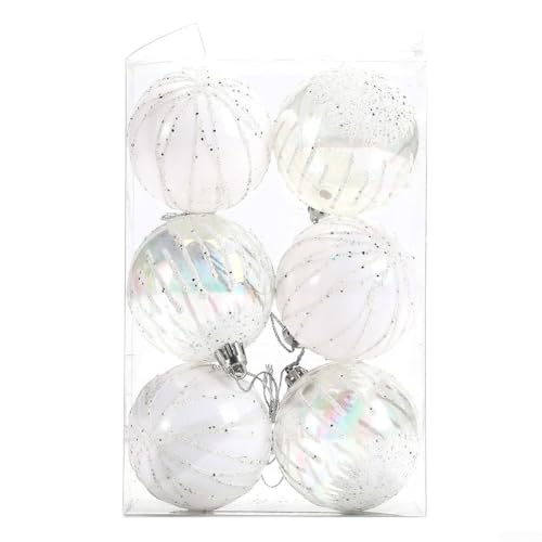 6 glitzernde Weihnachtskugel-Ornamente, perfekt für die Dekoration Ihres Baumes und für eine fröhliche Urlaubsatmosphäre zu Hause (CJ196) von Whychstore