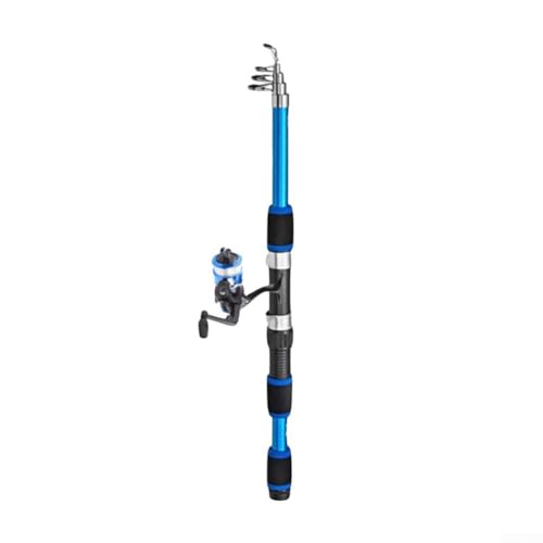 Angelrute und Rolle für Kombi-Set mit Teleskopstange aus Kohlefaser, Rolle und komplettem Getriebe-Set, inklusive Angeltasche für Komfort und Vielseitigkeit (blaues Set) von Whychstore