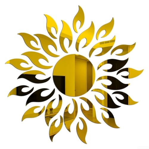DIY Home Room Decor 3D Spiegel Sonne Kunst Wandaufkleber, abnehmbar und reflektierend (Gold) von Whychstore