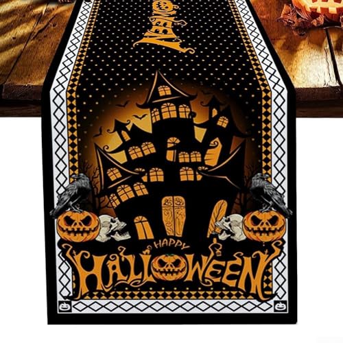 Dekorative Halloween-Tischdecke mit Kürbis und Totenkopf, perfekt für Halloween-Partys (G) von Whychstore
