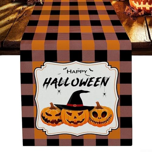Dekorative Halloween-Tischdecke mit Kürbis und Totenkopf, perfekt für Halloween-Partys (I) von Whychstore
