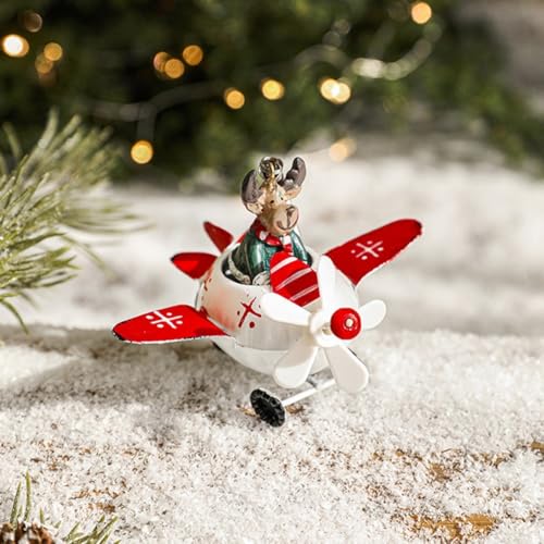 Dekoratives Eisen-Flugzeug-Ornament mit Weihnachtsmann und Schneemann Design für Weihnachtsbaum-Hänge- und Urlaubsdekorationszwecke (A) von Whychstore