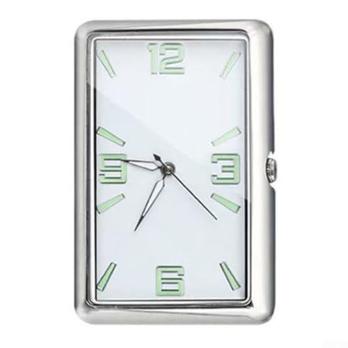 Digitale Quarz-Auto-Uhr, rechteckige Glas-Auto-Armaturenbrett-Uhr, mit klarer Skala, für Fahrzeug-Armaturenbrett mit Aufklebern und Klemme (weißes Poster) von Whychstore
