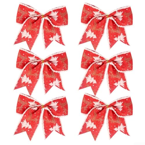 Elegante rote Weihnachtsschleifen, 6er Set, für Baumschmuck, 5 5 Zoll (rot) von Whychstore