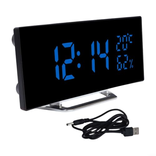 Eleganter LED-Wecker mit anpassbarer Helligkeit und wesentlichen Wetterfunktionen (blau) von Whychstore