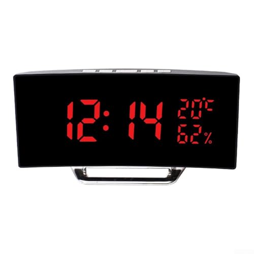 Eleganter LED-Wecker mit anpassbarer Helligkeit und wesentlichen Wetterfunktionen (rot) von Whychstore