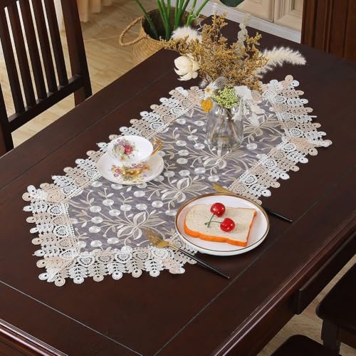 Eleganter bestickter Tischläufer mit Quasten zum Essen oder Feiern (40 x 90 cm) von Whychstore