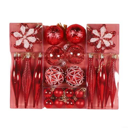 Exquisites 40-teiliges Weihnachtsschmuck-Set, verbessern Sie Ihre Hochzeits- und Party-Atmosphäre (rot) von Whychstore