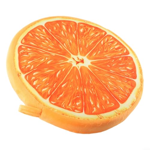 Gartenstuhlhusse Bodenkissen mit Plüschmaterial und Obstform-Design, Geeignet für den Einsatz in Bett, Sofa oder Bodenstütze, mit weicher Schaumstoff-Innenseite (Gelb Orange) von Whychstore