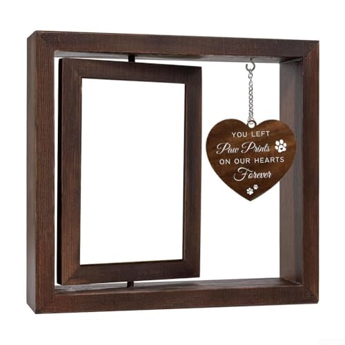 Gedenk-Bilderrahmen aus Holz, doppelseitig, drehbar, Haustier-Gedenkfotorahmen, Katze, Hund, Haustier-Gedenk-Bilderrahmen, 23 x 20,5 x 3 cm Gedenk-Bilderrahmen aus Holz, doppelseitig, drehbar, Haustier-Gedenkfotorahmen, Katze, Hund, Haustier-Gedenk-Bilderrahmen, 23 x 20,5 x 3 cm von Whychstore