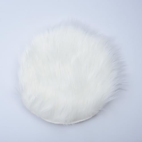 Gemütlicher Kunstteppich für Wohnraum, weiche, runde Matte für Schlafzimmer oder Büro, Schreibtischunterlage Zubehör (weiß, 30 cm) von Whychstore