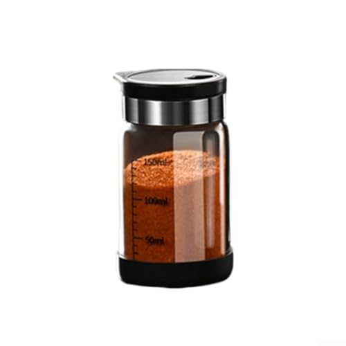 Gewürz-Vorratsdosen-Set aus Glas für organisierte Gewürze in der Küche für Salz- und Gewürzmanagement (schwarze Abdeckung, 100 ml) von Whychstore