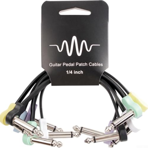 Gitarren-Effektkabel mit rechtwinkligem Stecker für Stressverbindungen (6 Stück, 16 cm, bunt) von Whychstore