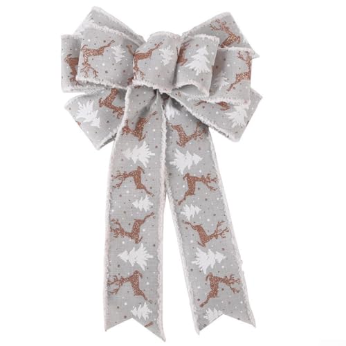 Große Schleife Weihnachtsschmuck für Urlaub Party und Zuhause, Stoffmaterial geeignet für die Dekoration von Garten, Stuhl, Tisch (grau) von Whychstore