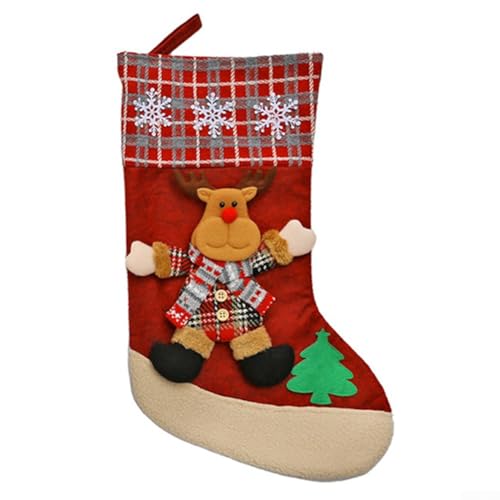 Großer Weihnachtsstrumpf mit Nikolaus-Motiv zum Aufhängen an Kamin oder Baum, ausreichend Platz für Urlaubsüberraschungen, stabile Stoffkonstruktion (E-W105) von Whychstore