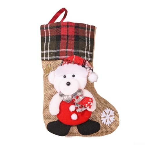 Großer Weihnachtsstrumpf mit Weihnachtsmann-Design zum Aufhängen am Kamin, geräumiger Innenraum für Urlaubsüberraschungen und Spielzeug, Stoffdekoration (E-W92) von Whychstore
