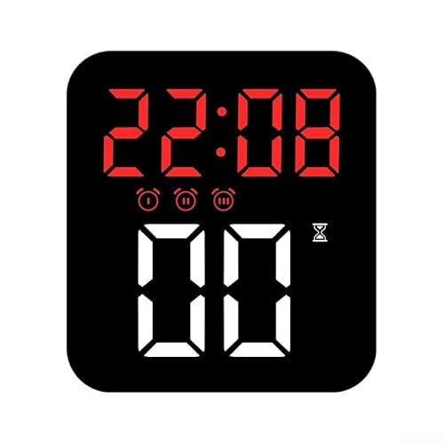 Großer digitaler LED-Wecker, Nachttisch, verstellbare Helligkeit, mit 3 Alarmeinstellungen, Anzeige zeigt Zeit, Datum und Temperatur (rot) von Whychstore