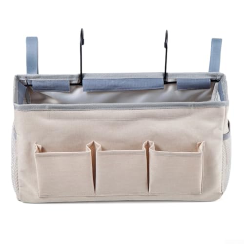 Hängender Nachttisch-Organizer, Nachttisch-Caddy, Hängeaufbewahrung, Organizer, mit 3 Taschen für einfachen Zugang und Ordnung (Meter weiß) von Whychstore