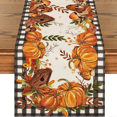 Halloween-Tischläufer für Herbst-Party-Dekoration mit gruseligem Spukhaus-Design, Tischdecke für Esszimmer, Kamine und Wanddisplay (F) von Whychstore