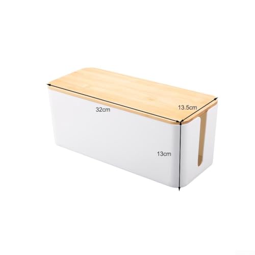 Holzdeckel-Kabel-Aufbewahrungslösung für die Organisation von Drähten, Adaptern und Steckdosenleisten (B) von Whychstore