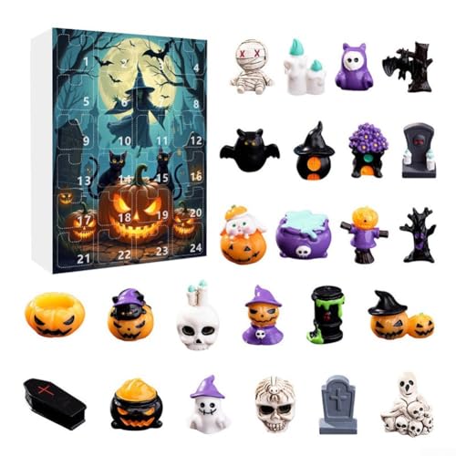 Interaktiver Halloween-Countdown-Kalender, Halloween-Countdown-Kalender mit 24 Diorama-Figuren, hängende Dekorationen Überraschung von Whychstore