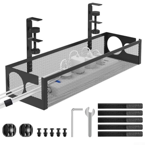 Kabel-Management-Tablett unter dem Schreibtisch, kein Bohren, verstellbarer Metall-Organizer, Drahtmanagement-Tabletts, schwarz/weiß, Kabel-Organizer für Büro/Zuhause Kabel-Management-Tablett unter dem Schreibtisch, kein Bohren, verstellbarer Metall-Organizer, Drahtmanagement-Tabletts, schwarz/weiß, Kabel-Organizer für Büro/Zuhause von Whychstore