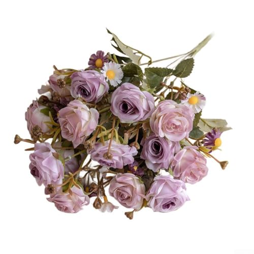 Künstlicher Rosenstrauß, künstliche Rosensträuße für Dekoration, rote Blumen, Seidenrosen, für Tafelaufsatz, Tisch, Hochzeit, Party, Heimdekoration (lila) von Whychstore