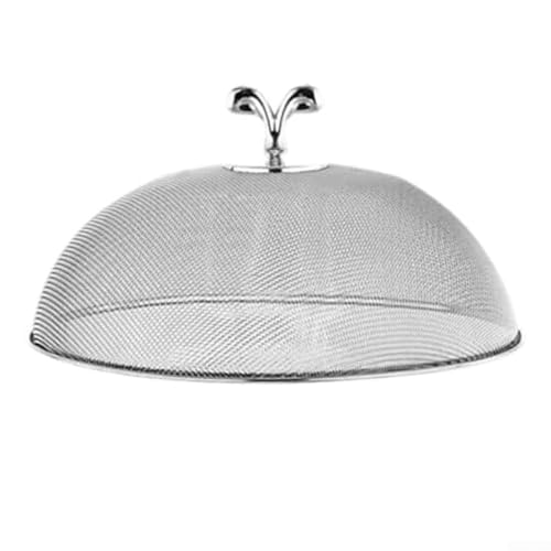Lebensmittelnetz-Abdeckung, Edelstahlgewebe mit Griff, wiederverwendbares Netz-Lebensmittelzelt für Zuhause, Küche auf Schüsseln, Tellern, Durchmesser 26 cm von Whychstore