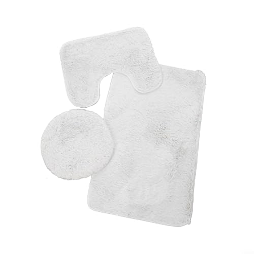 Luxuriöses Mikrofaser-Badezimmerteppich-Set mit U-förmigem WC-Vorleger, weich und saugfähig für den täglichen Gebrauch (weiß) von Whychstore