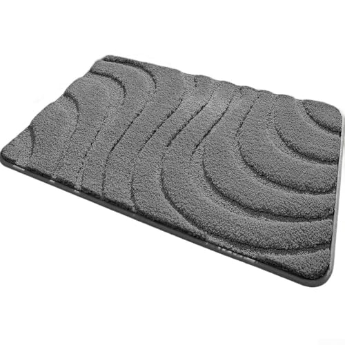 Maschinenwaschbare Plüsch-Badematte, rutschfeste, saugfähige WC-Vorleger, mit TPR-Rückseite, hervorragende Wasseraufnahme für Badezimmer, Schlafzimmer, Wohnzimmer (50 x 80 cm tief) von Whychstore