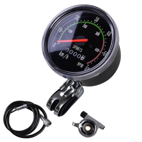 Mechanischer Tachometer aus Legierung, Retro-Fahrrad-Tacho mit 78 cm Kabel, Distanzgeschwindigkeitsmesser, Reitausrüstung (Kreis) von Whychstore