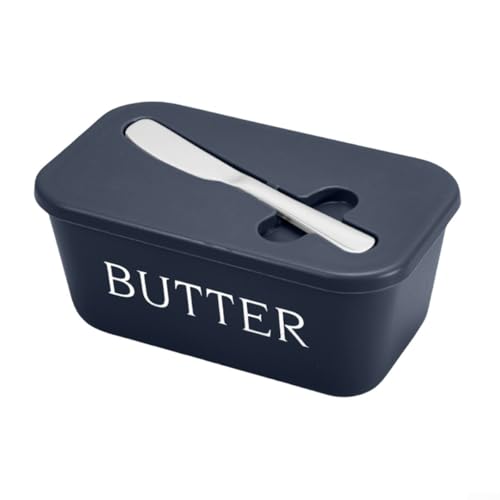 Mehrzweck-Küchenzubehör, elegante Butterdose mit integriertem Spatel-Halter (blau) von Whychstore