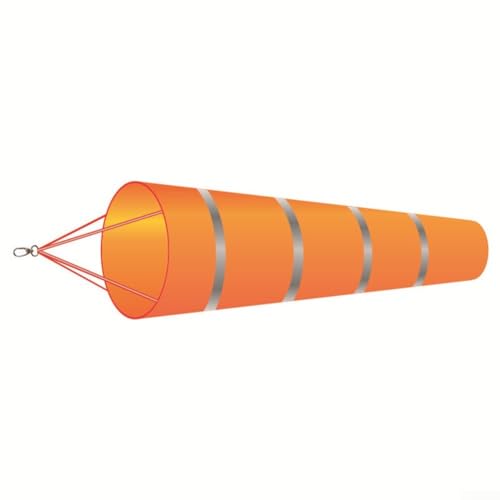 Meteorologie-Windsack-Tasche, 150 cm Länge, Orange + Weiß, Windmesssocke (Orange + Lichtleiste) von Whychstore